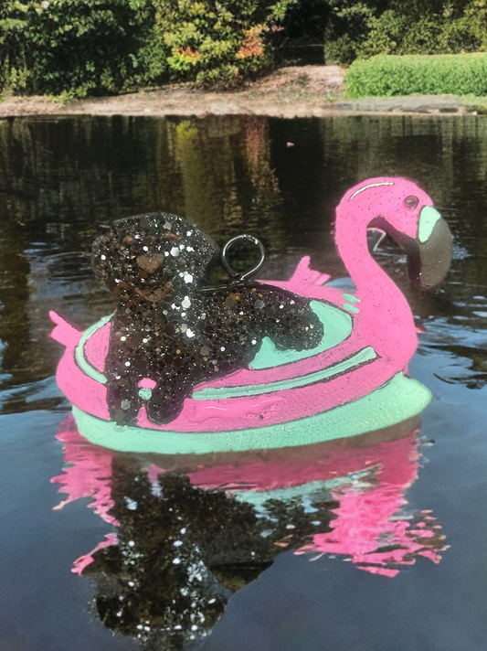 Black Lab on Floatie
